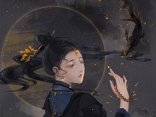 古风半身头像——女与鱼