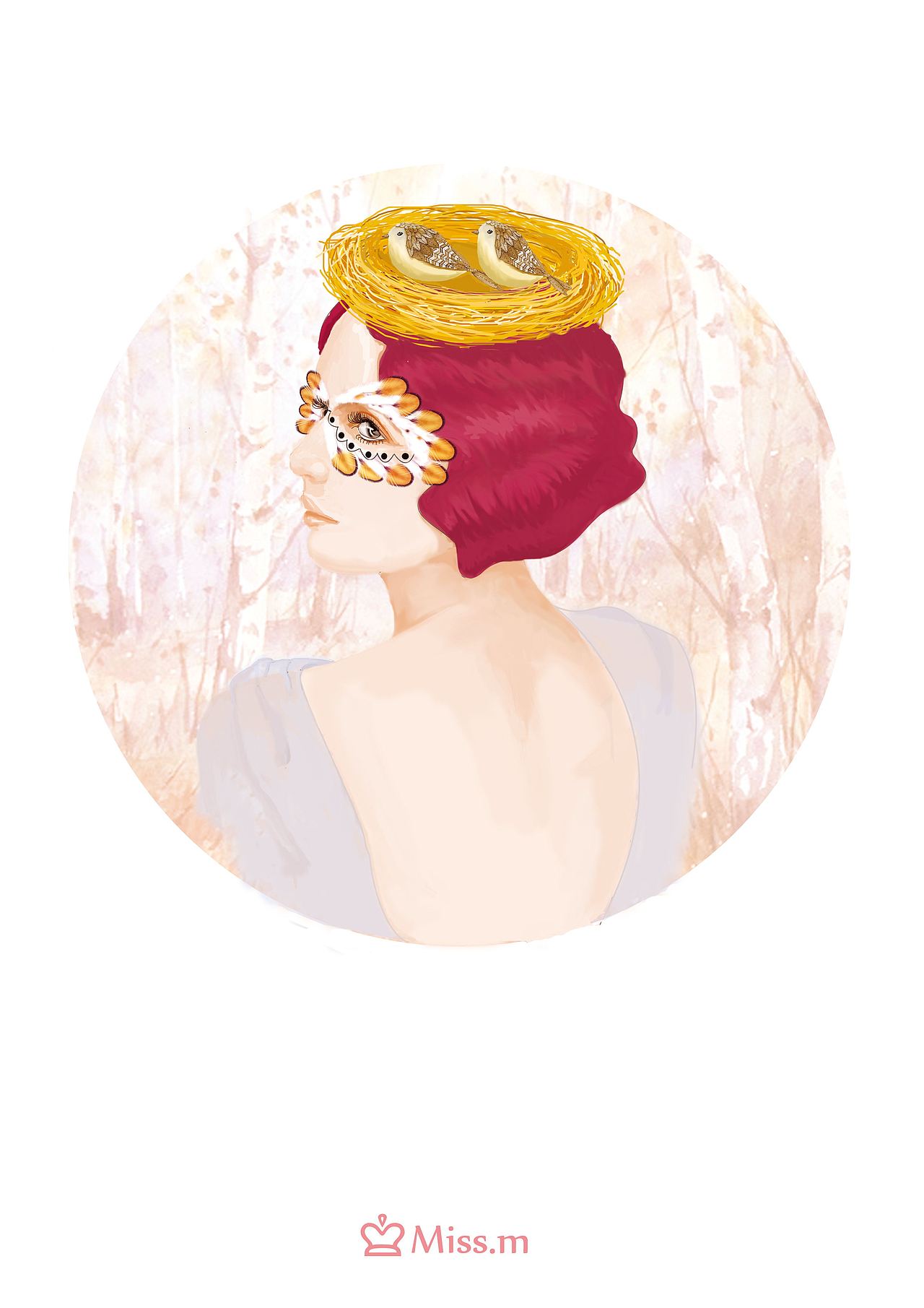 【Miss】Miss.m《面具》系列原创插画明信片设计及步骤