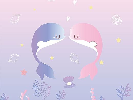 插画设计 | 情侣鲸系列