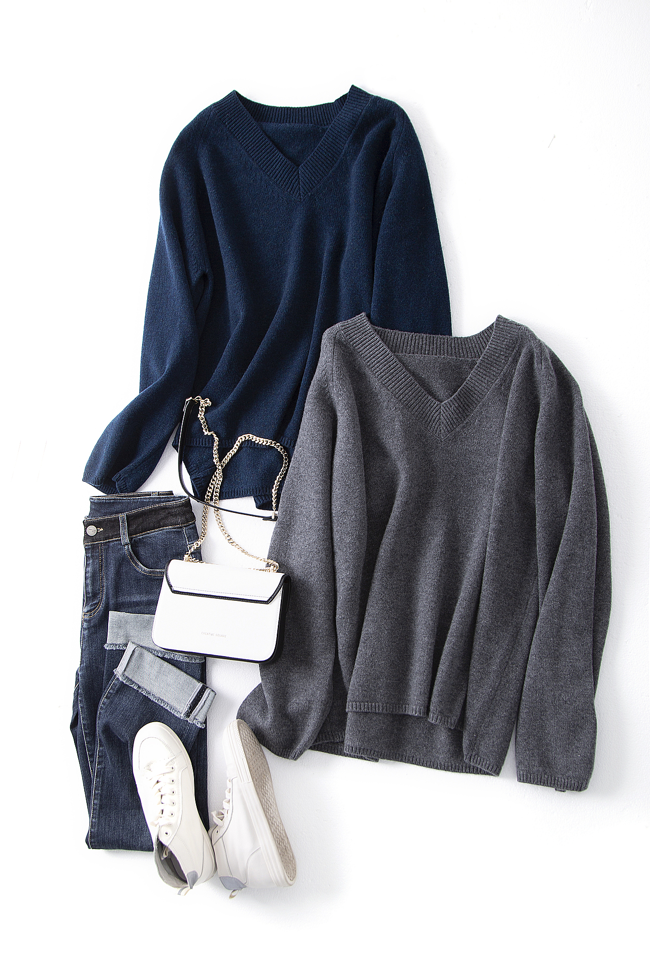 服装平铺日系搭配静物拍摄