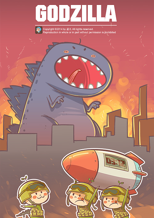 2014哥斯拉卡通海报
