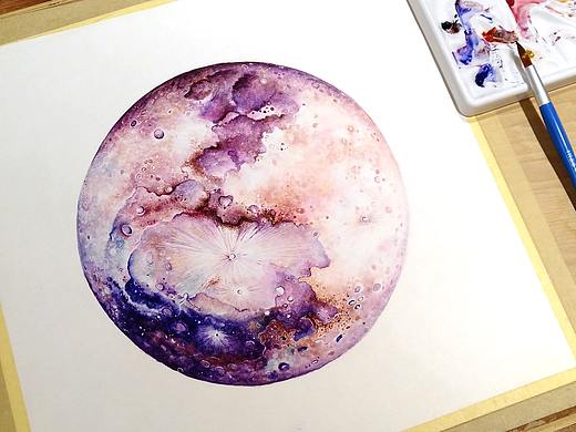 水彩插画—月球