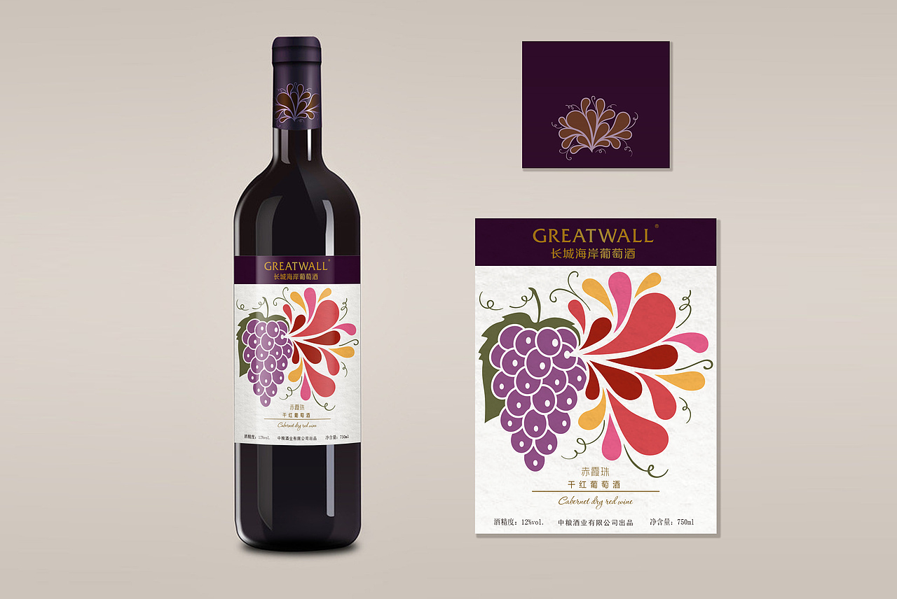 长城海岸葡萄酒瓶贴设计概念稿（图ZMjQyMzQ0Njg=） - 包装 - 站酷设计师Miao婶原创素材 - 站酷ZCOOL