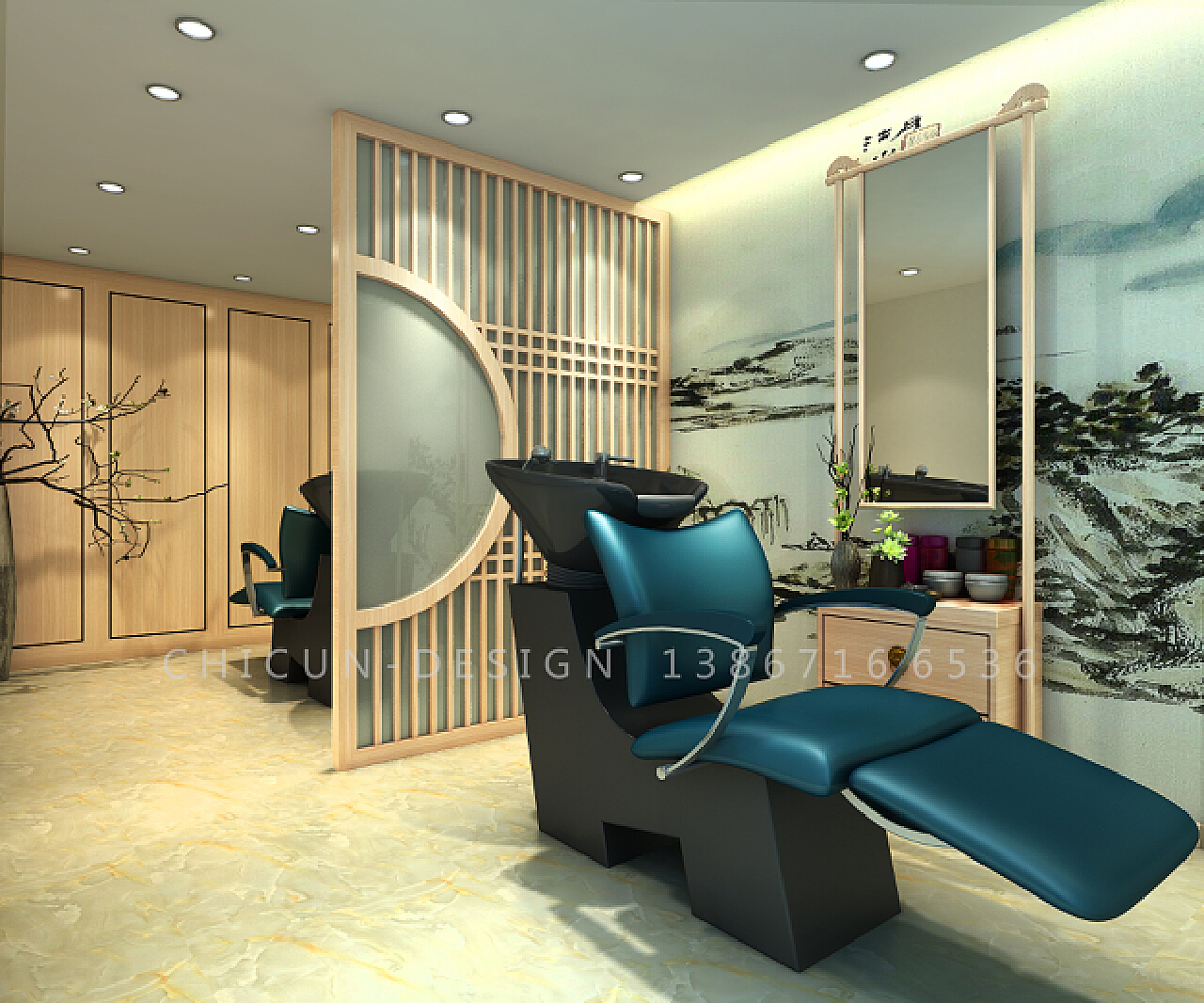新中式现代美容院/美容会所/皮肤管理|空间|家装设计|室内设计师Nisen - 原创作品 - 站酷 (ZCOOL)