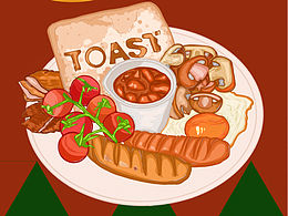 iPad线稿风插画｜简餐系列｜