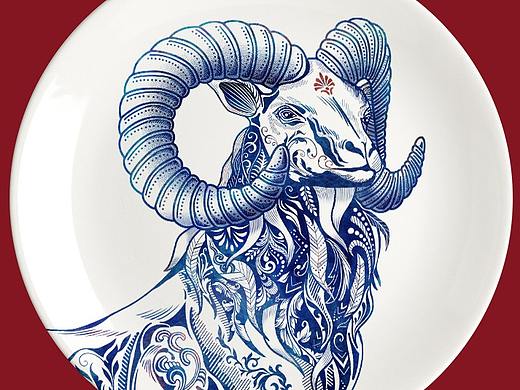 国潮风装饰性生肖插画