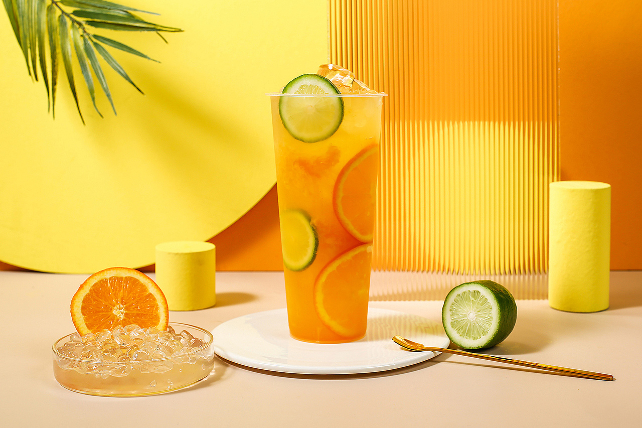 饮料饮品奶盖茶柠檬茶拍摄摄影