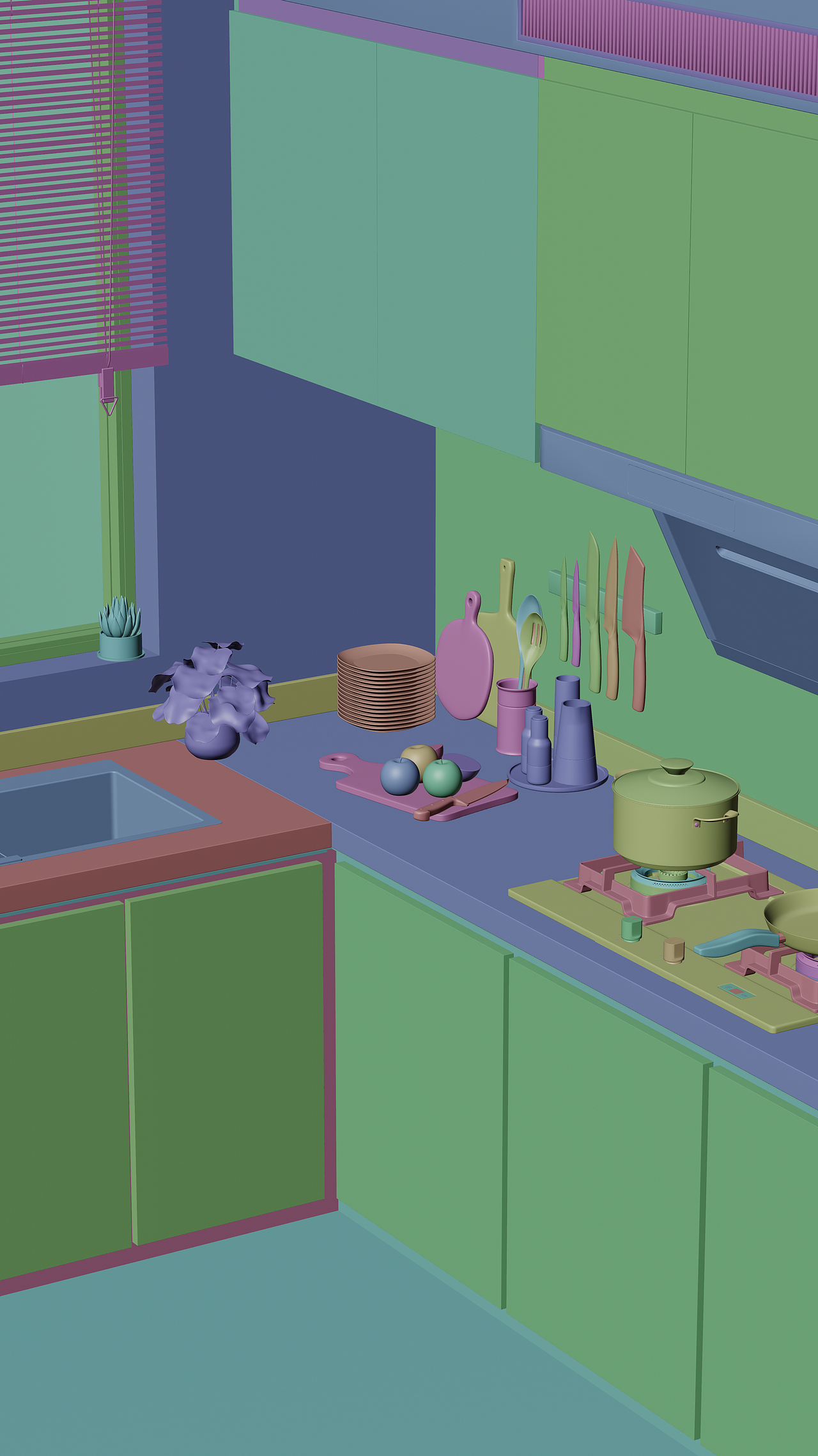 厨房场景渲染练习（图ZMzgzNDMxMzY4） - 场景 - 站酷设计师WB设计原创素材 - 站酷ZCOOL