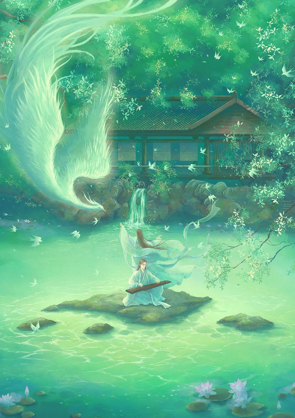 古风插画炎炎夏日,想送你一点清凉……