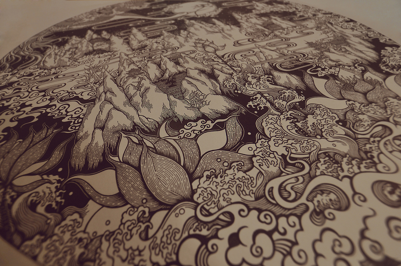 莲 · 鹤（图ZMTU4ODE5NDI0） - 艺术插画 - 站酷设计师木木wangcaimou原创素材 - 站酷ZCOOL