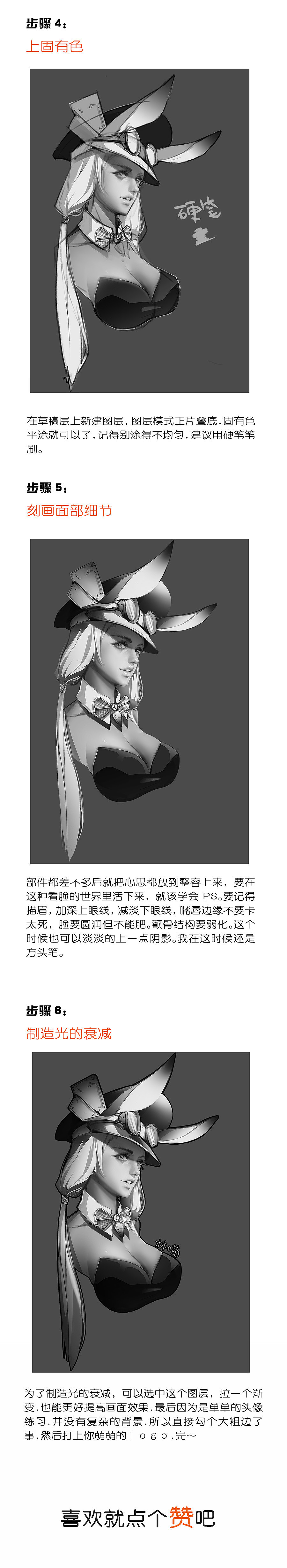 如何画一头兔女郎(CG,游戏原画,插画,教程,手绘)