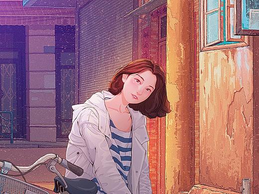 自行车女（个人主页-ZNjA1ODAyNzY=） - 艺术插画 - 站酷设计师落杨原创素材 - 站酷ZCOOL