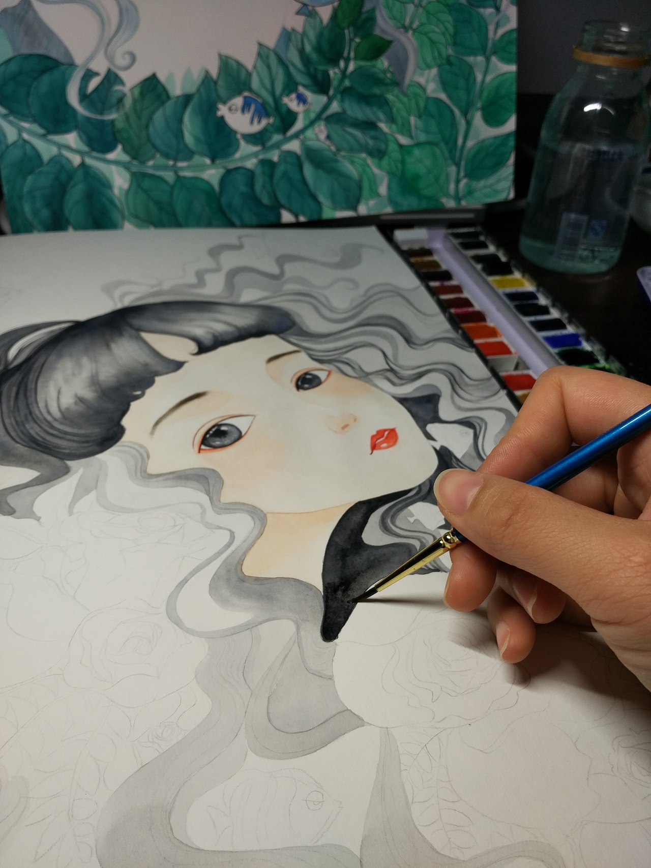 花•姑娘•鱼