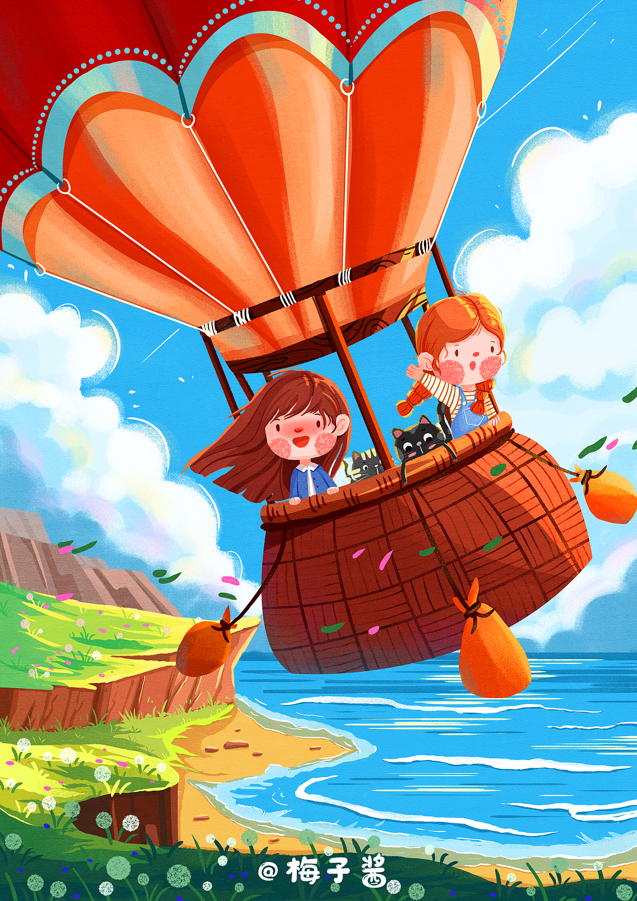 儿童插画合集——蓝天白云（图ZMjgwODE0NTI0） - 儿童插画 - 站酷设计师梅子酱zj原创素材 - 站酷ZCOOL