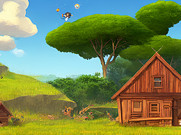 #AI創(chuàng)作實驗室#草原上的木屋 天上飛的大鯤