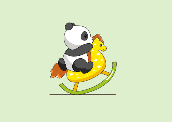 小熊猫骑木马
