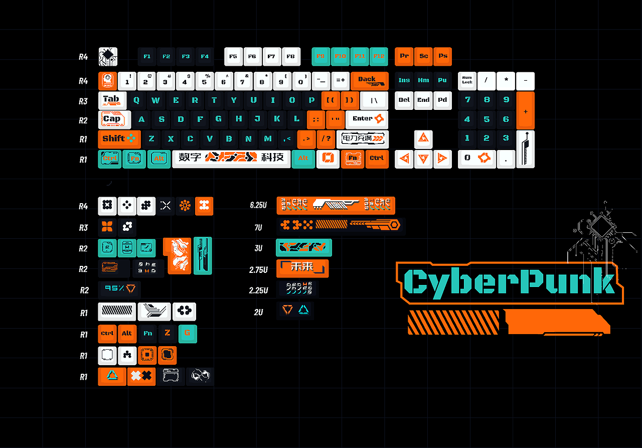 键帽设计稿|赛博朋克科技风|（图ZMzY0ODUwNzY0） - 商业插画 - 站酷设计师crane1999原创素材 - 站酷ZCOOL