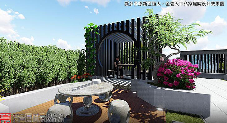 新乡庭院设计,恒大金碧天下别墅庭院设计,新乡别墅庭院设计