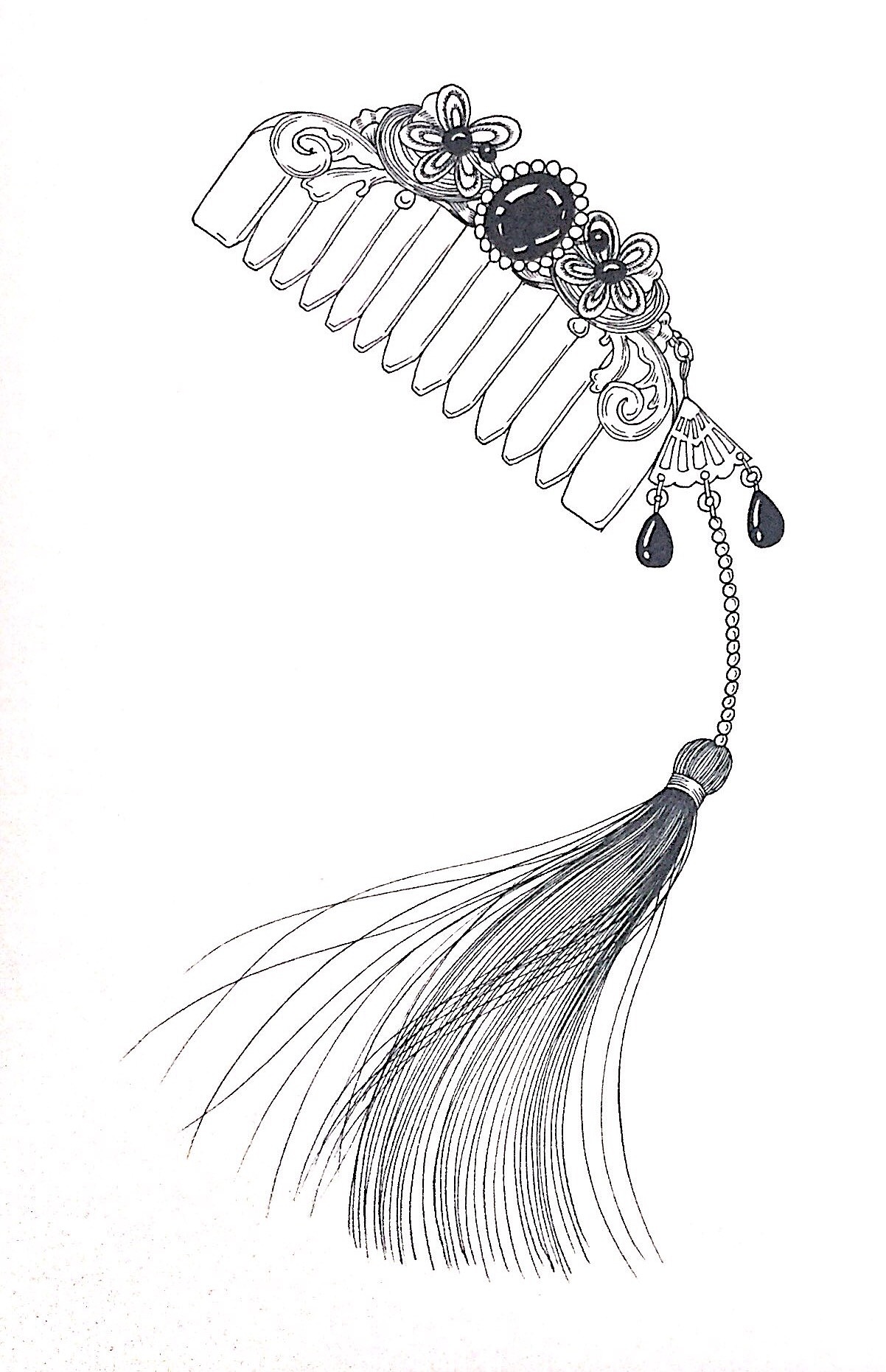 几幅古风小线描