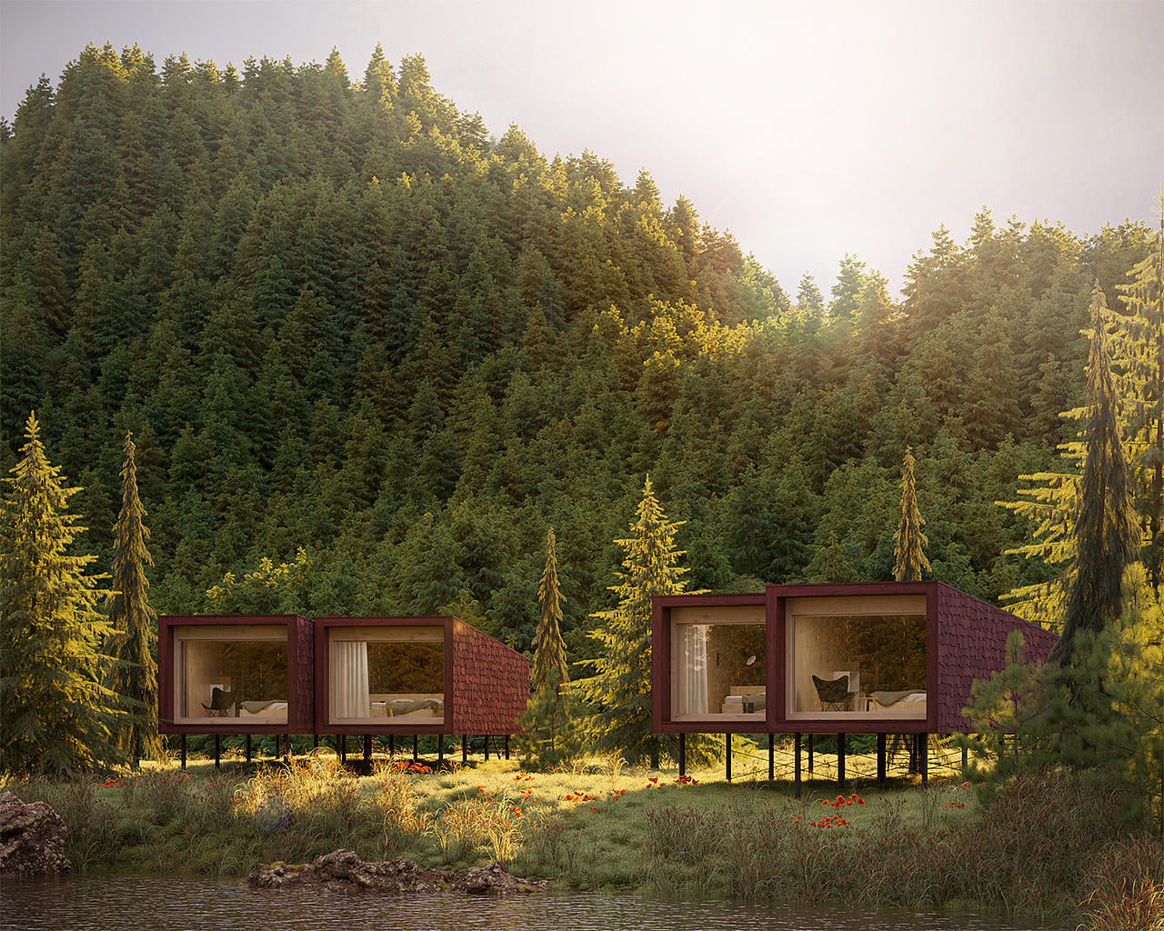 湖边别墅 lakeside cottage（图ZMjY5NzUxMzU2） - 建筑/空间 - 站酷设计师Joey4682原创素材 - 站酷ZCOOL