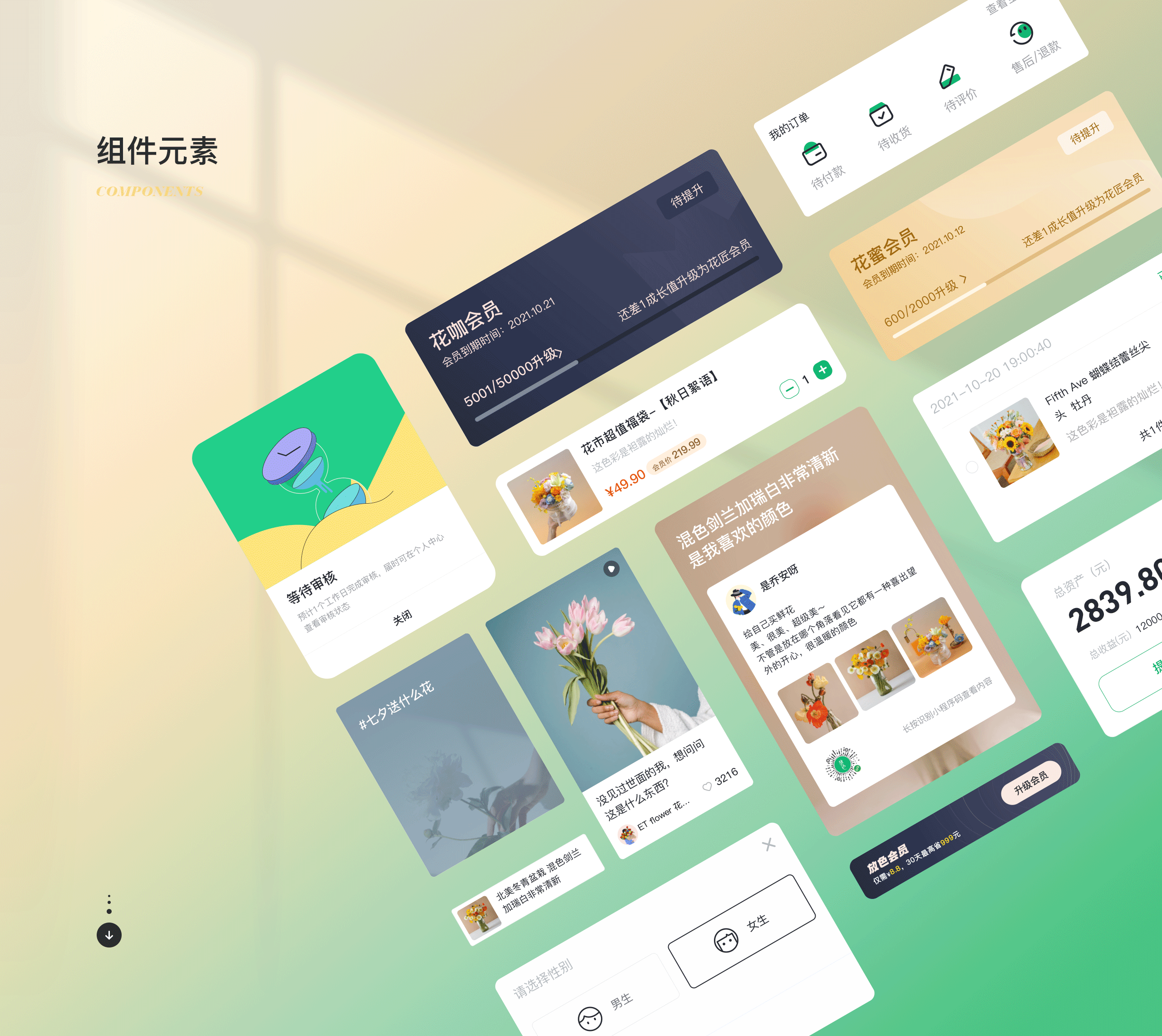 鲜花社交电商小程序（图ZMjg2NzI2Nzky） - APP界面 - 站酷设计师十年磨一匠原创素材 - 站酷ZCOOL