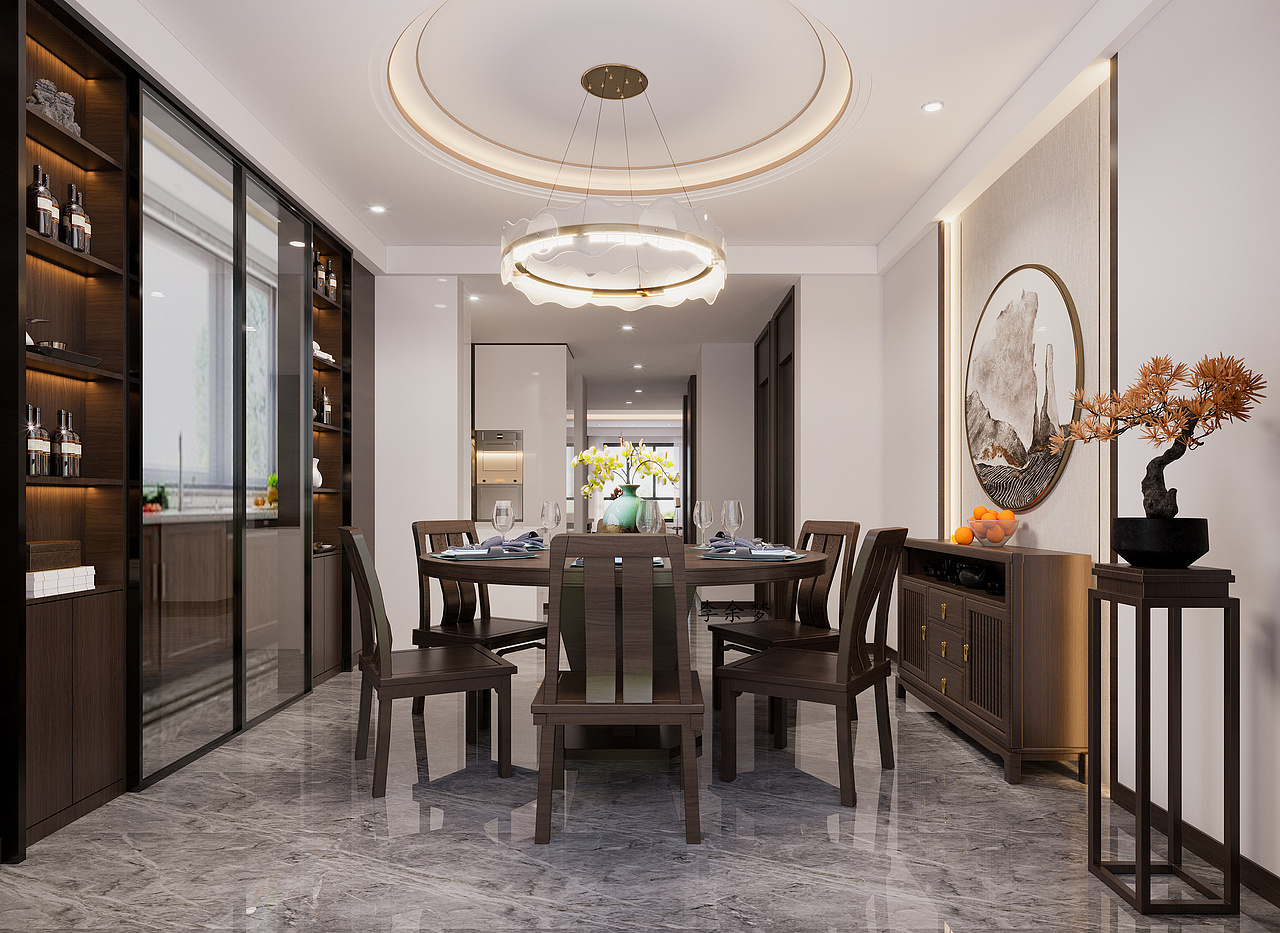 家装——新中式客餐厅