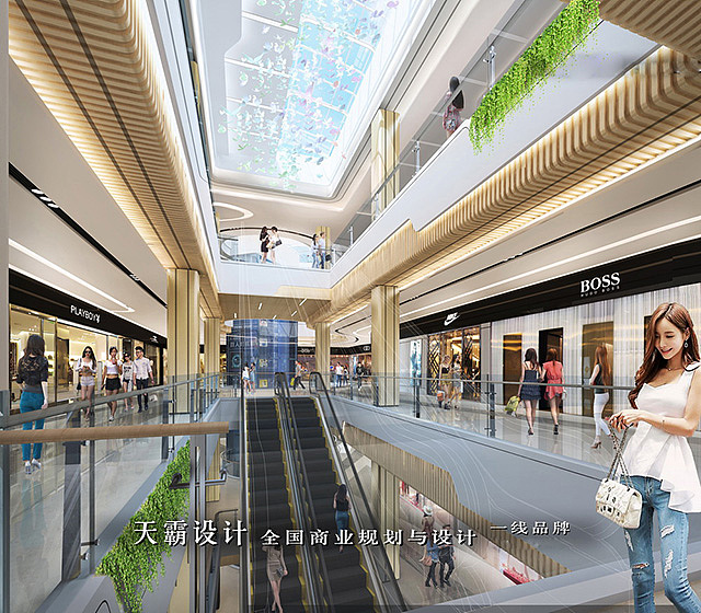 融合地势的购物中心装修设计效果图带来生态商业景观_河南锐思广场