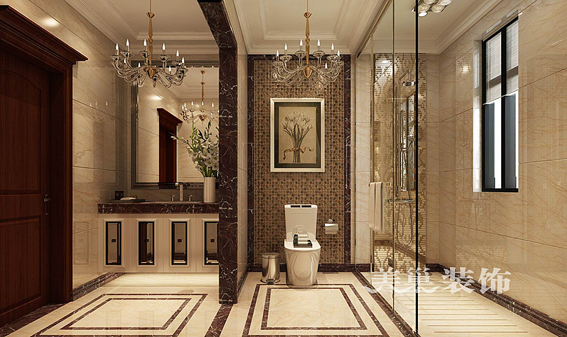 海马壹号公馆240平五室两厅美式乡村案例——效果图