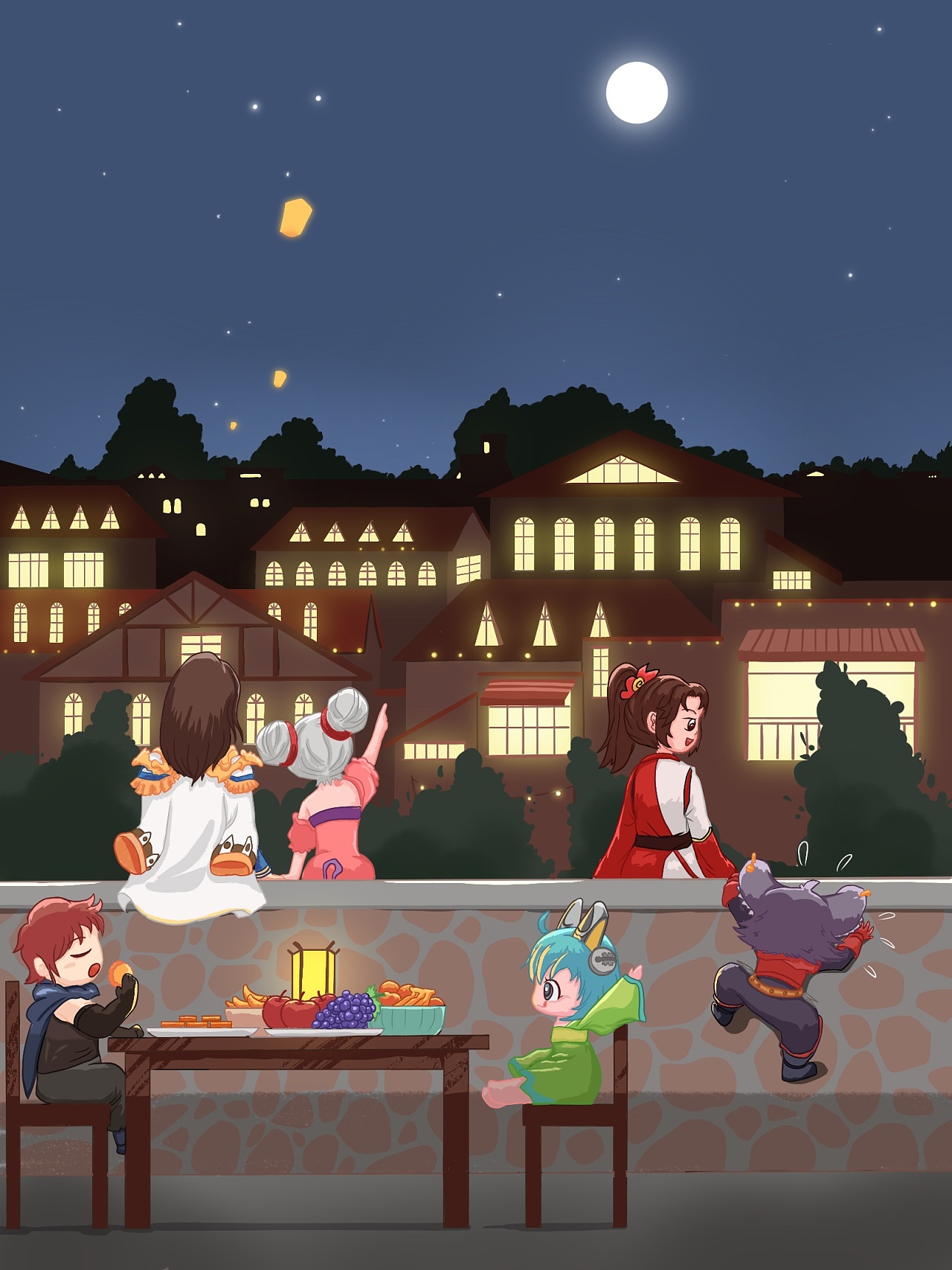 迟到的中秋赏月图