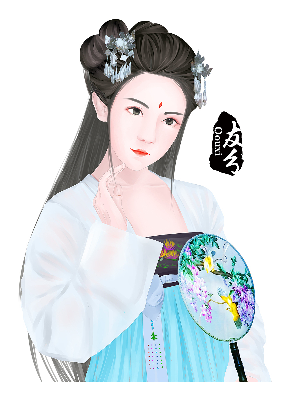 原创手绘古风美女——青葙（图ZODQyNTEyMDA=） - 商业插画 - 站酷设计师友兮原创素材 - 站酷ZCOOL