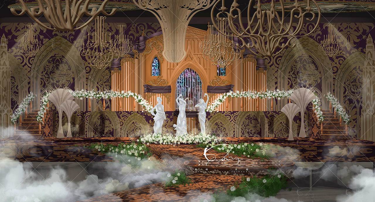 宫廷复古风婚礼手绘（图ZOTM5ODU1MzI=） - 舞台美术 - 站酷设计师咚咚婚礼手绘原创素材 - 站酷ZCOOL