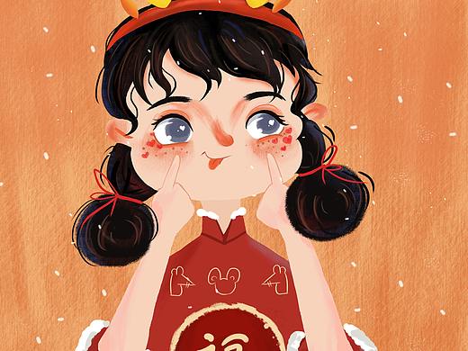 临摹-插画师飞飞-新年可爱女孩