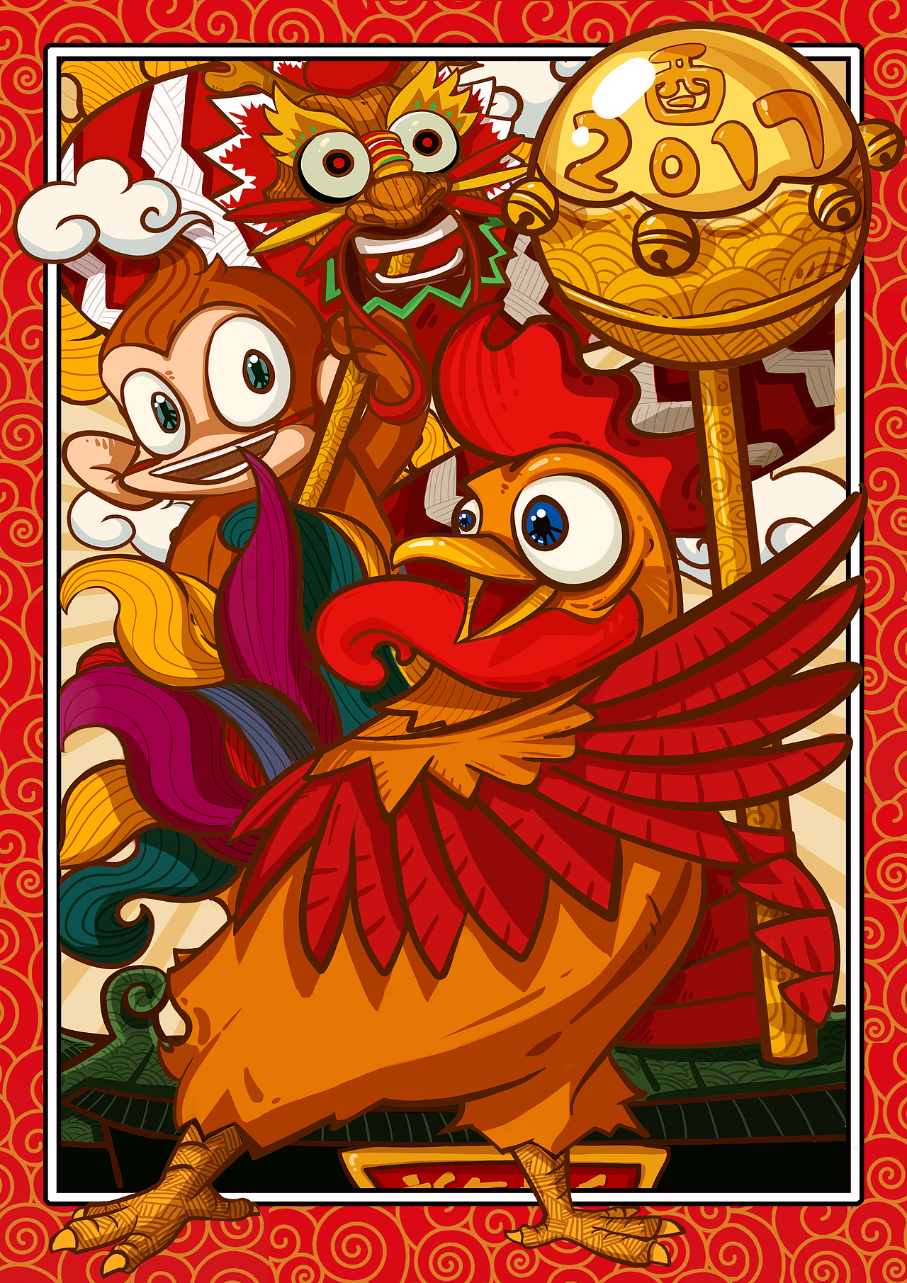 进公司第一年给公司画的新年海报
踏入2017年<br>感觉这也是为后面画海报铺垫了一点道路吧<br>因为之前确实也没接触过这些东西