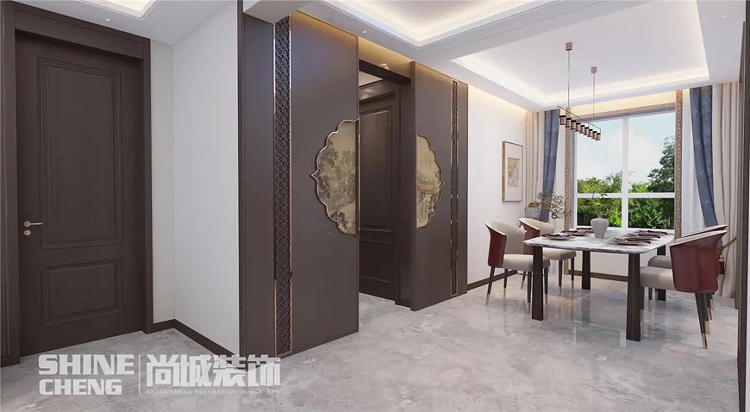 泰安卧龙大观小区121㎡中式风格装饰设计效果图案例