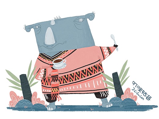 丑萌丑萌的动物插画-咖啡包装