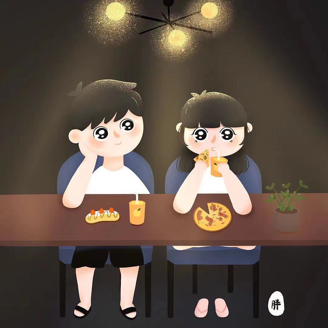 Q版可爱头像，简约风插画