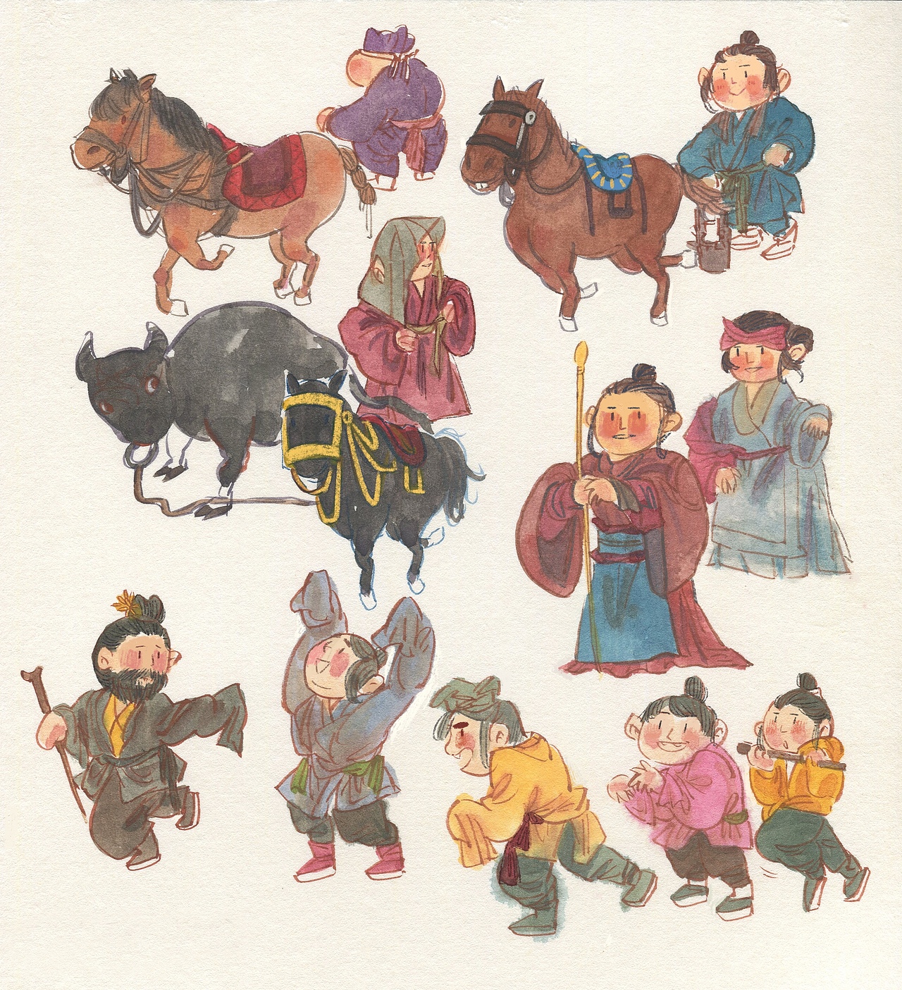 国风小人儿第二波来袭（图ZMjY4Nzg3MTYw） - 绘本 - 站酷设计师子木绘文艺创作工原创素材 - 站酷ZCOOL