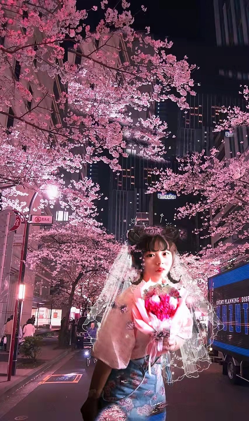 整夜的桃花不在浪漫而是隐隐约约透出凄美