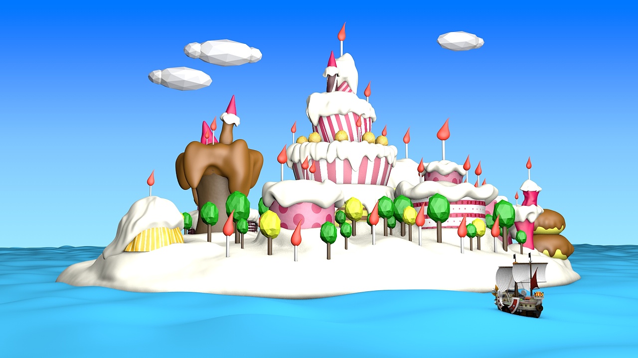 c4d海贼王蛋糕岛