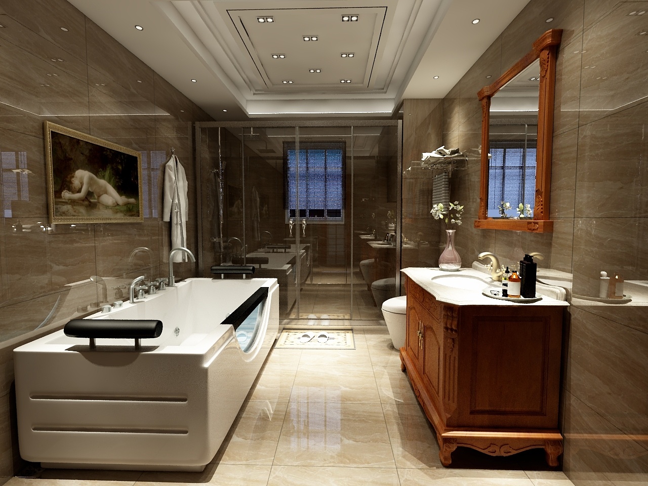 独栋奢华欧式大宅古典浴室柜图片 – 设计本装修效果图