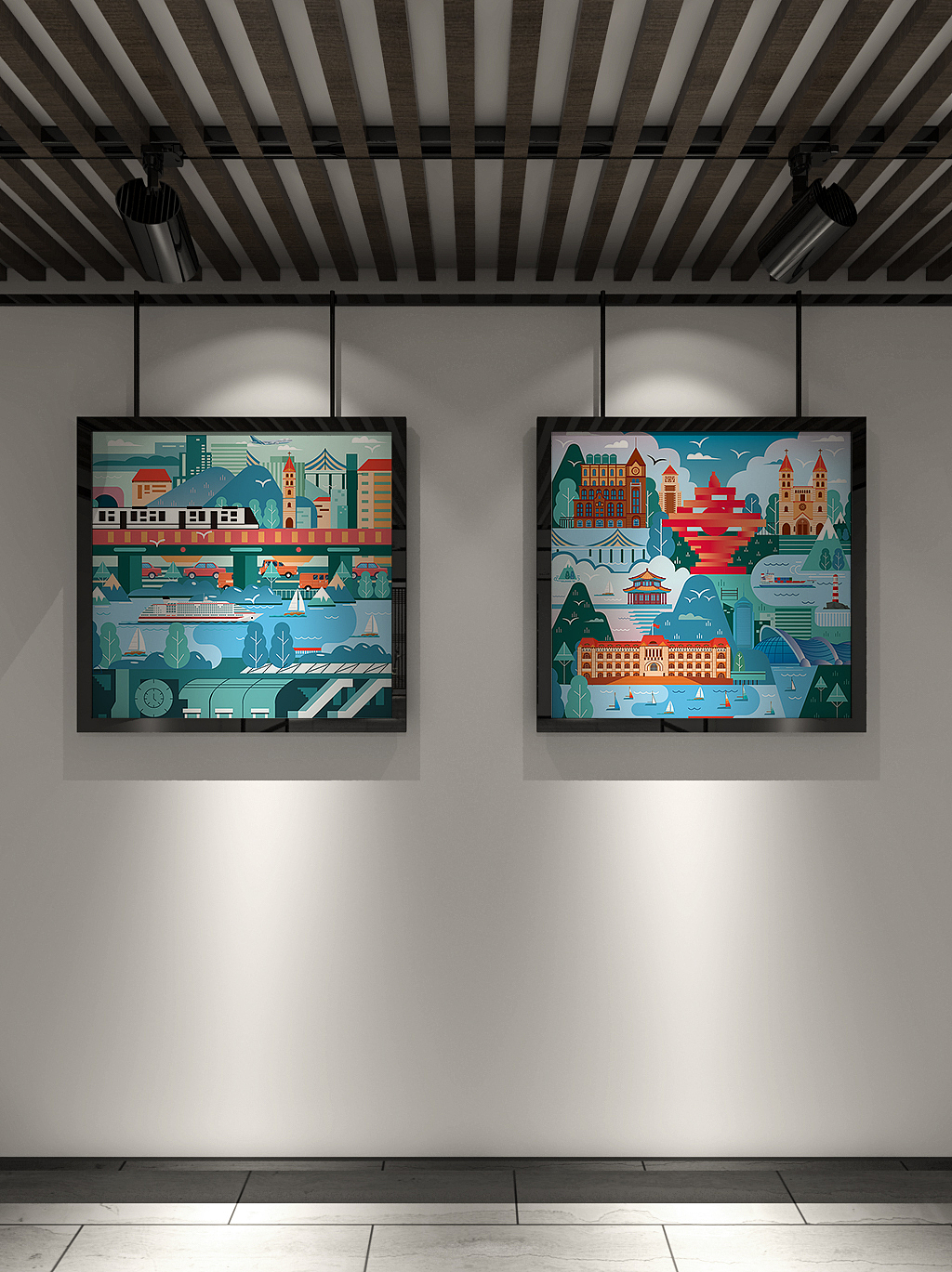 青岛印象城市插画设计