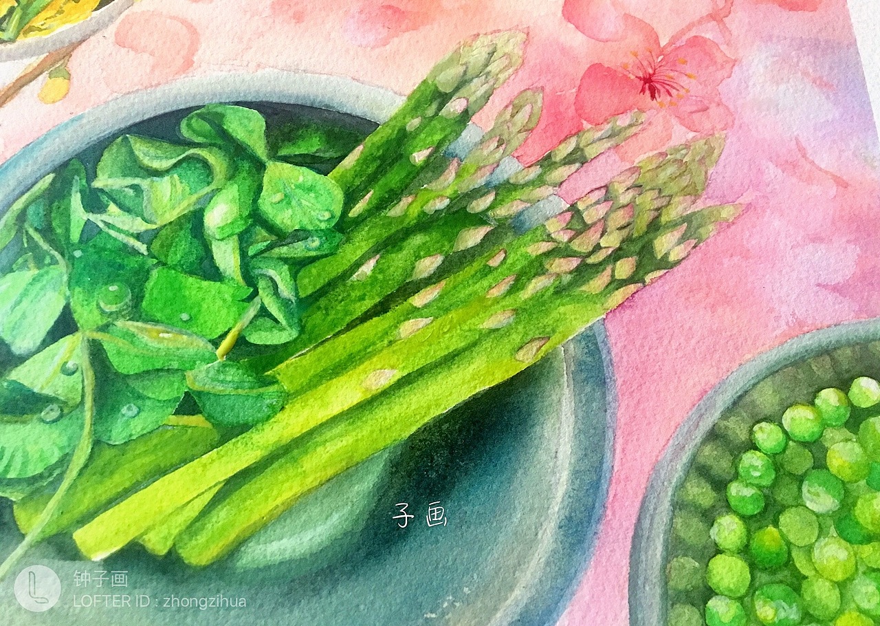 水彩 原创 三月春天 青菜 美食