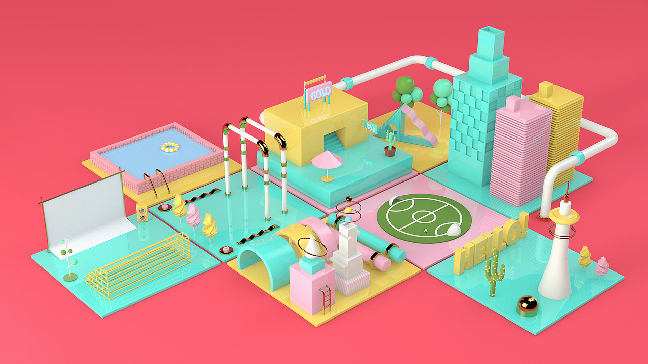 C4D 作品《HELLO！》（图ZODUyODQ4Njg=） - 运营设计 - 站酷设计师帅熊原创素材 - 站酷ZCOOL