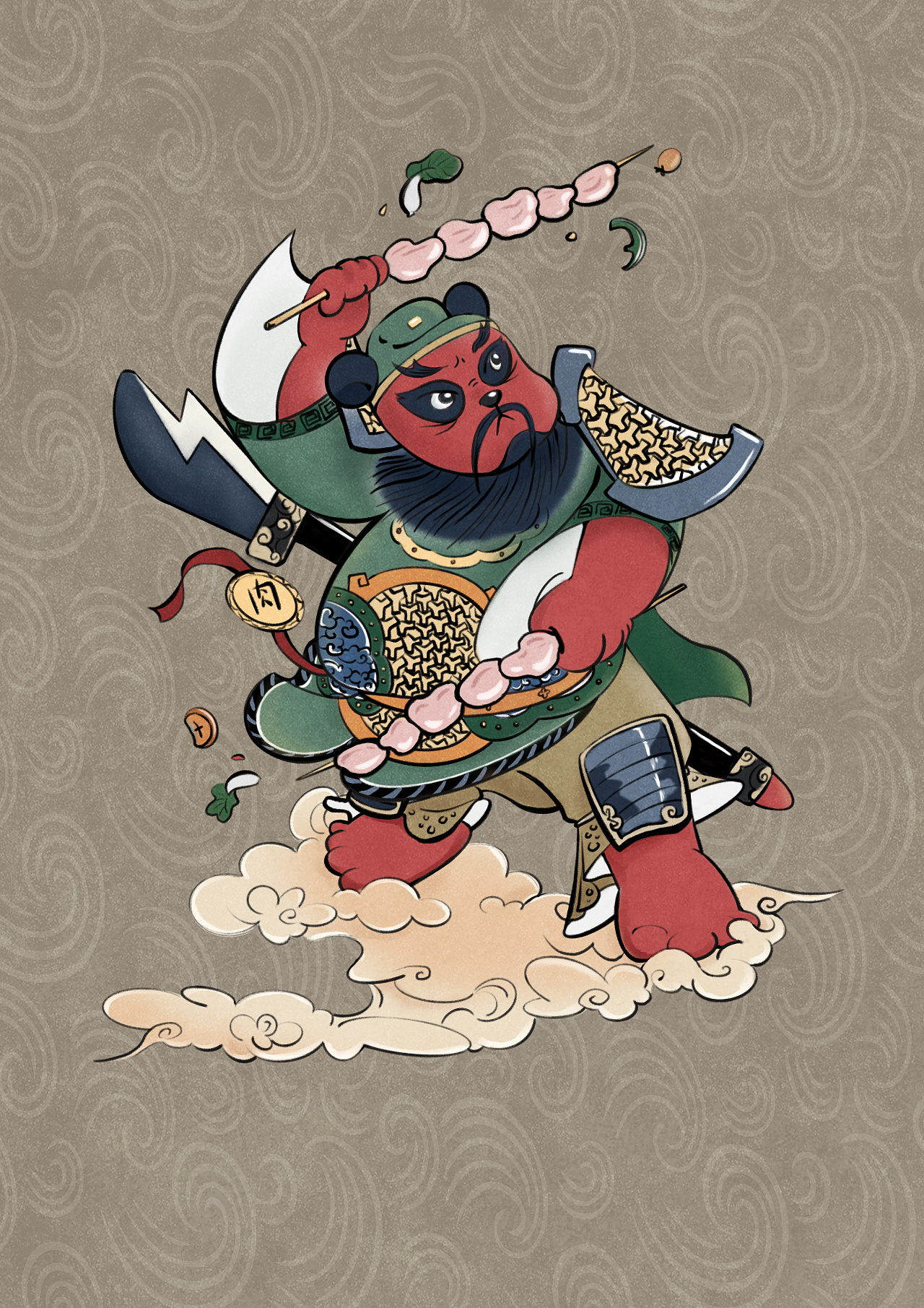 熊猫门神|插画|商业插画|yvonne姬芳 - 原创作品 - 站酷 (zcool)