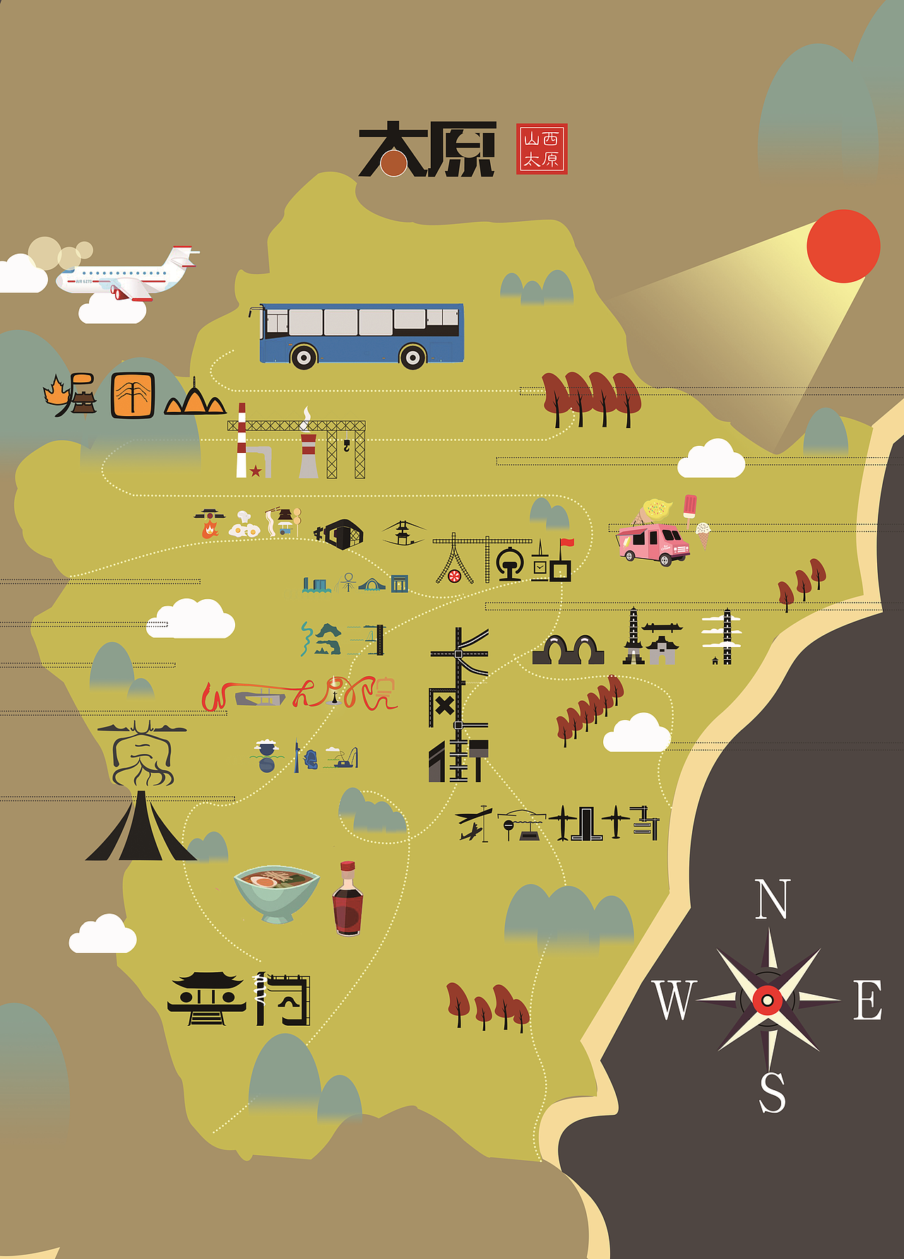 太原地标文字海报