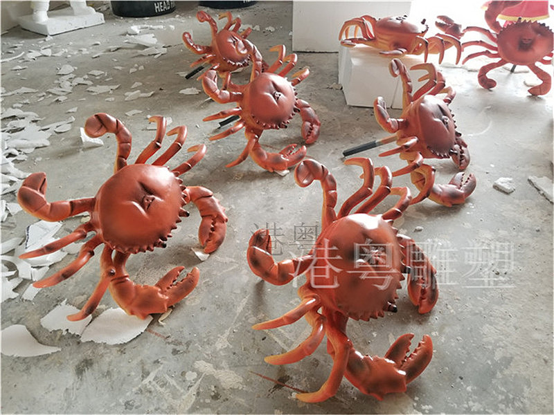 仿真螃蟹龙虾造型店铺招牌门头灯箱装饰玻璃钢雕塑壁挂