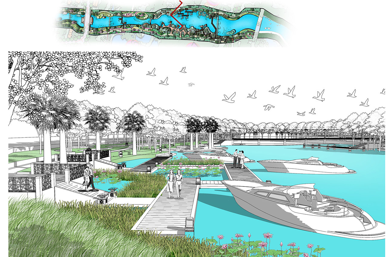 西安汤峪河生态景观设计效果图|当代景观规划