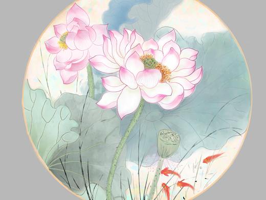 工笔荷花