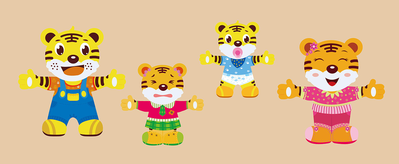老虎一家换衣玩具设计与绘制