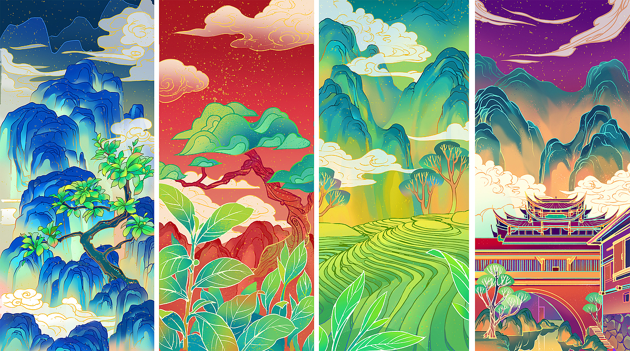 武夷茶包装插画（图ZMjE4NzU0ODMy） - 包装 - 站酷设计师暮山mushan原创素材 - 站酷ZCOOL